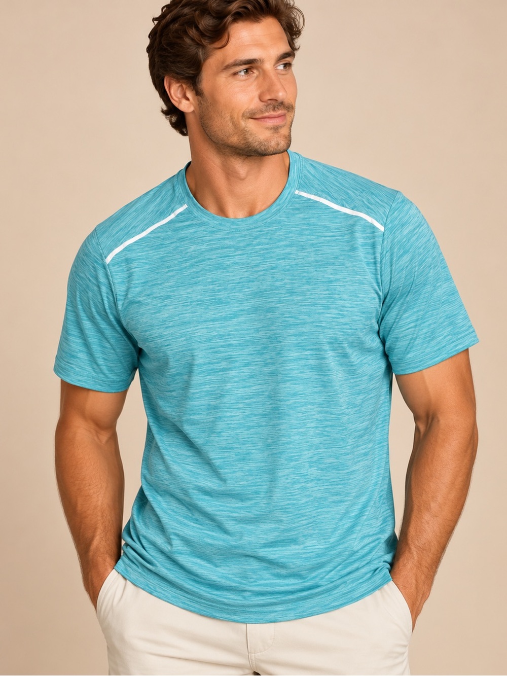 32 Degrees Cool Aqua Heather Performance Athletic Shirt Size Small